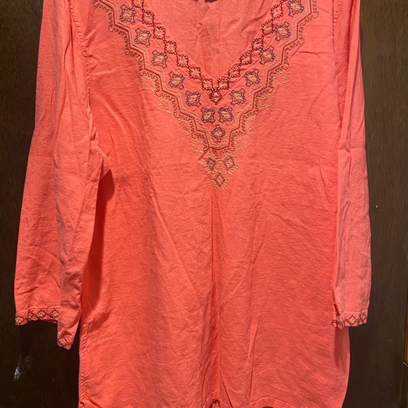 Eddie Bauer Orange Graphic Tunic with Relaxed Embellished Style - Picture 1 of 7